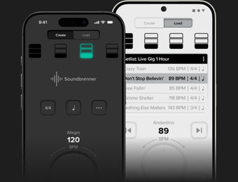两部智能手机上显示的 Soundbrenner 节拍器应用