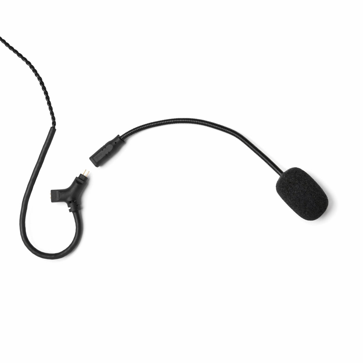 带有泡沫覆盖麦克风和连接器的黑色音频线缆