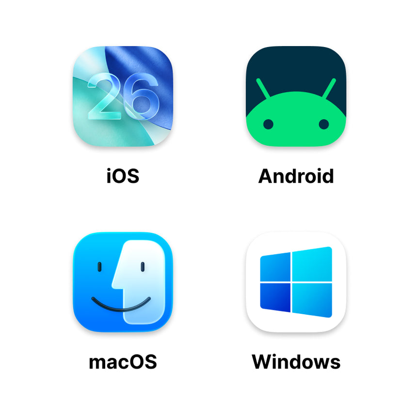 兼容你的所有设备。 适用于 iOS 和 Android 手机及平板电脑，也支持 Windows 和 Mac 电脑。