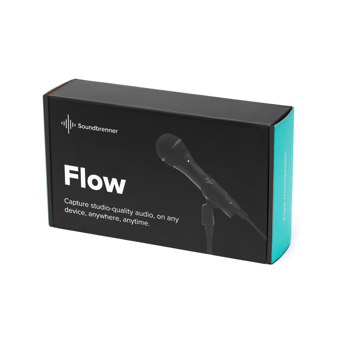 印有麦克风插图的 Soundbrenner Flow 麦克风包装盒