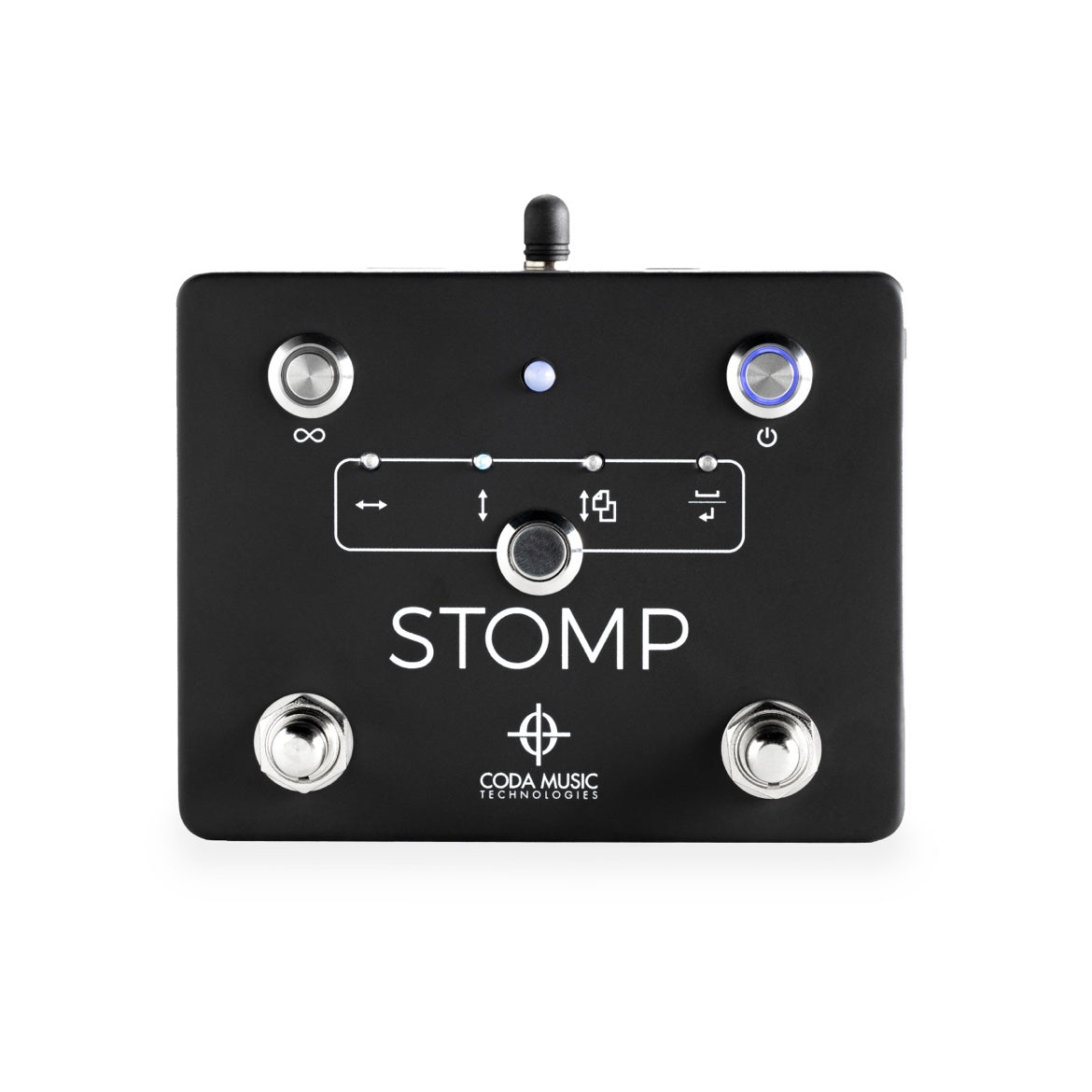 黑色 Soundbrenner Stomp 脚踏板的正面视图
